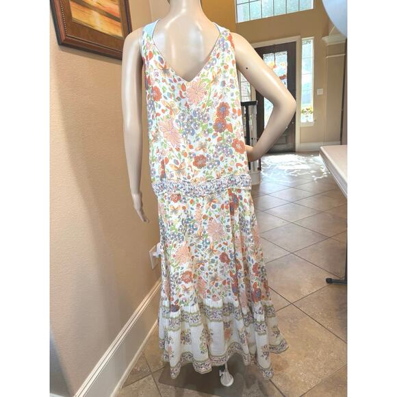 Free People Kelso Maxi Dress Large XL BOHO Peasant Floral Cottagecore Prairie - Picture 6 of 16